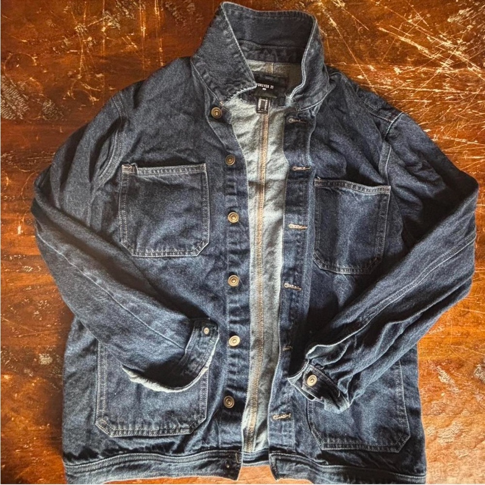 Navy Blue Forever 21 Denim Jean Jacket Men’s Size Medium